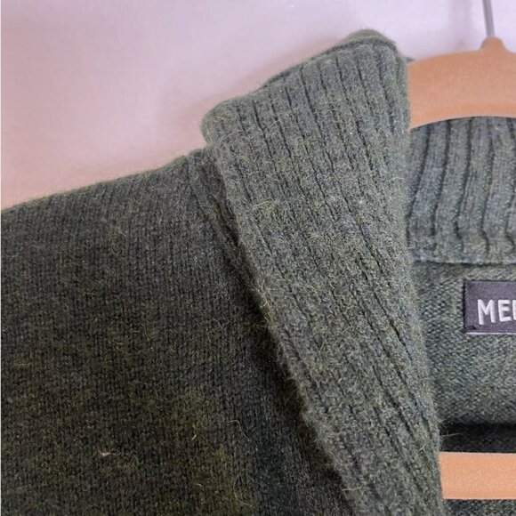 J Crew Mercantile Shawl Collar Green Lambswool Blend Pullover Sweater X-Small - Picture 2 of 3